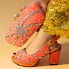 Guinea leather women italian shoes and bag set Nigerian party African shoes and bags to match