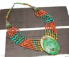 Bohemian Fashion Turquoise Gemstone Gypsy Oxidized Tibetan Nepali Boho Long Necklace