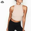 New items goods in 2018 women activewear gym apparel slim fit ribbed sleeveless high neck crop top yoga