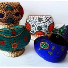 ASSORTED DESIGNS & COLORS MOSAIC STONE METAL CLUTCH BAG/BOX