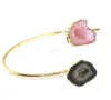 Awesome Natural Geode Druzy 24k Gold Plated Adjustable Gemstone Bangle/Bracelet For Women / Girls
