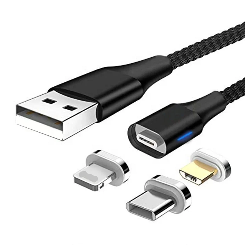 MIUSB Led 3 in1 Magnetic Fast Charging & Data Sync Cable Compatible Micro USB, USB-C Smartphones - ANKUX.COM