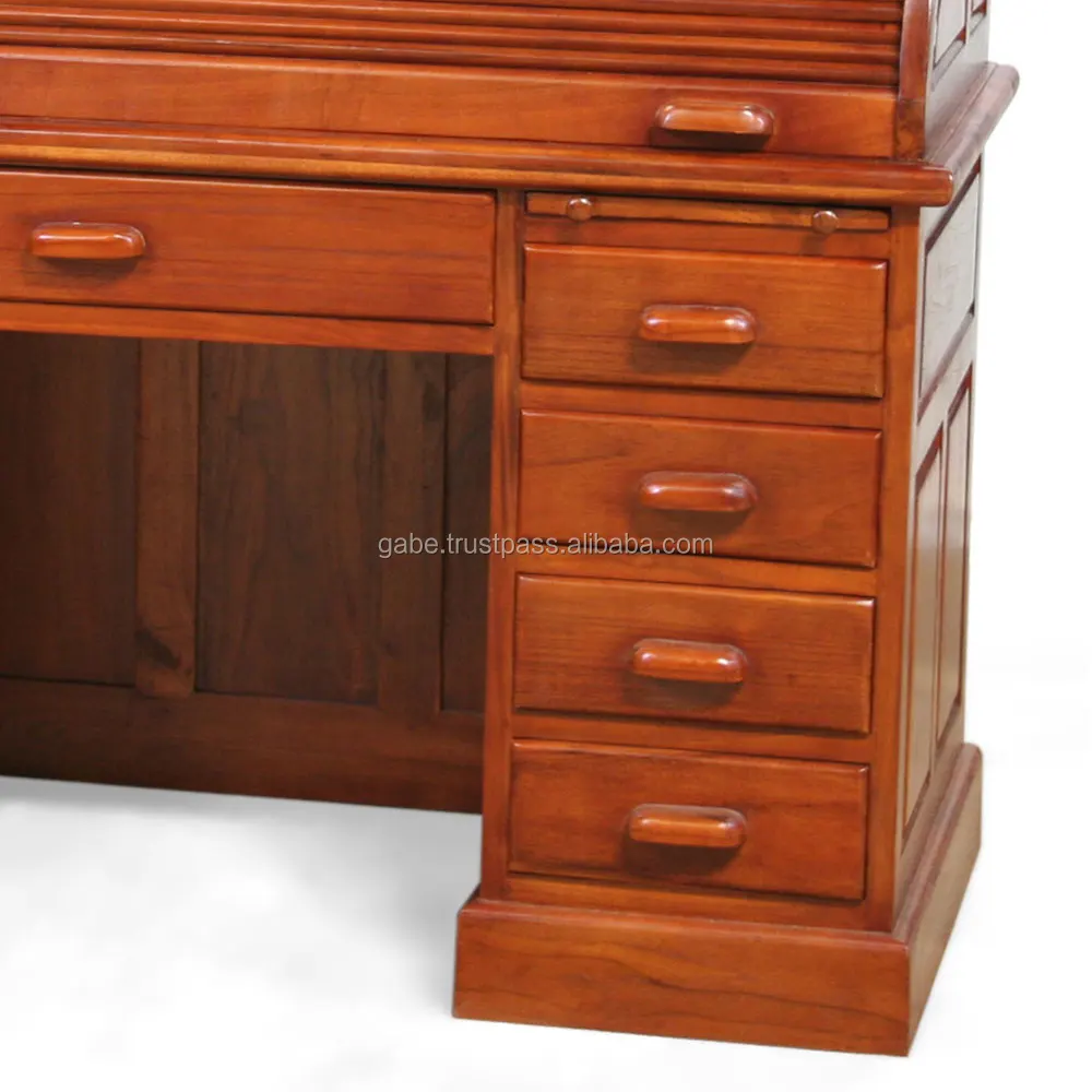 Writing Desk Roll Top Frendy Solid Teak Wood View Desk Product