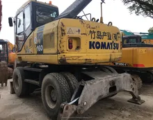 Original Japan made used komatsu pw160-7 wheel excavator in Shanghai stock