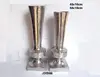 Cast aluminium Cone shape Vase on square base In rough Nickel finish