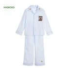 MGOO OEM Cotton Drawstring Waist Kids PJS Front Button Children Pajamas Set Long Sleeve Children Nightwear