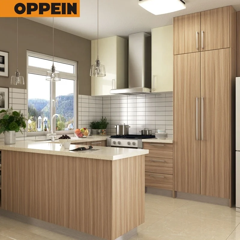 Oppein Melamine U Shape Small Kitchen Cabinets Design For