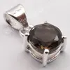 925 Silver FACETED BROWN SMOKY QUARTZ LOVELY 4-Prong Unisex Pendant 0.6" 1.2 Grams Fashion Fancy Jaipuri Jewellery Exports