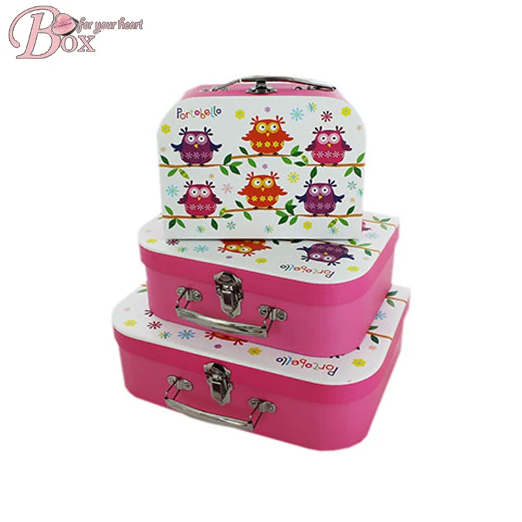 wholesale art custom cardboard kids suitcase gift box with