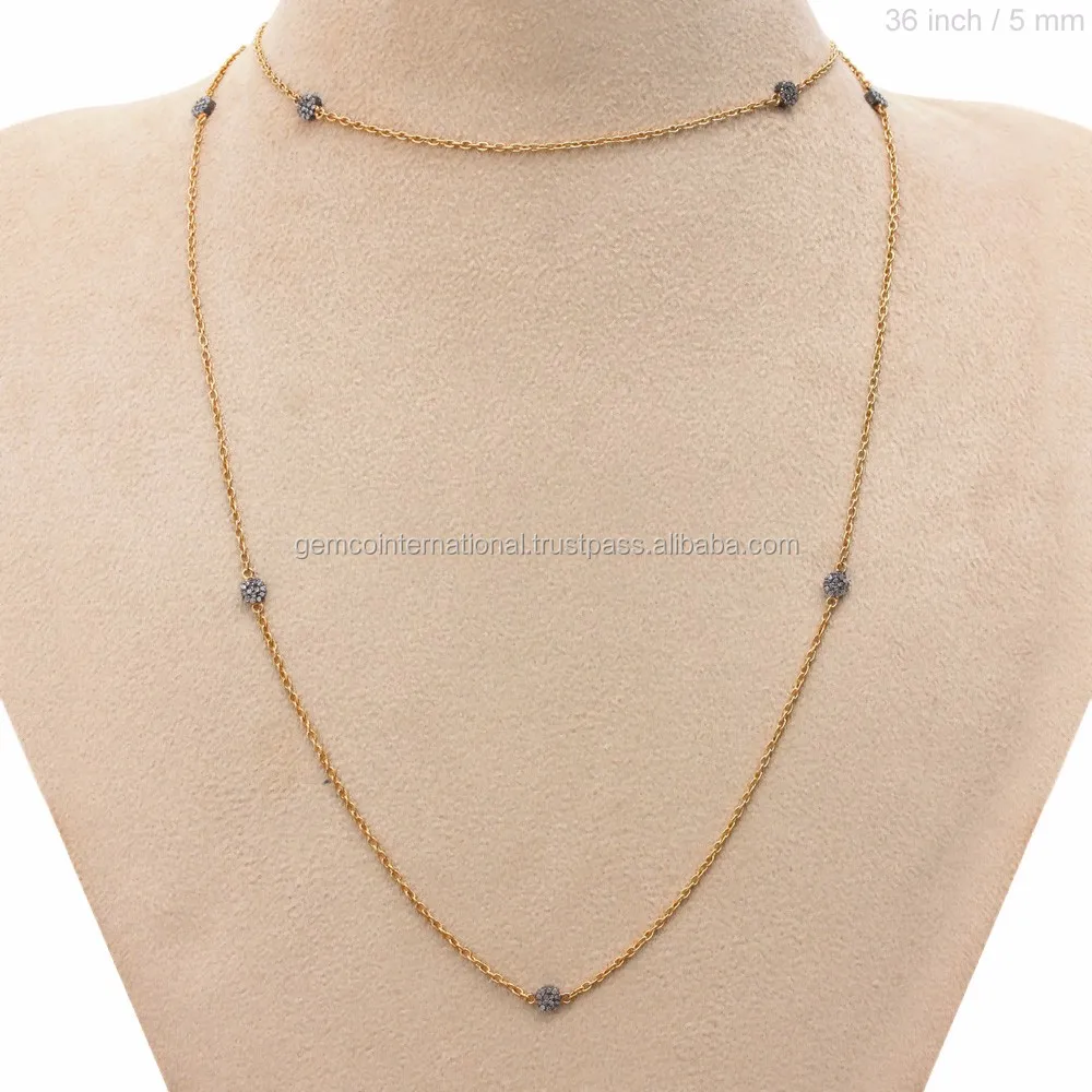 14k gold plated 925 sterling silver diamond chain necklace