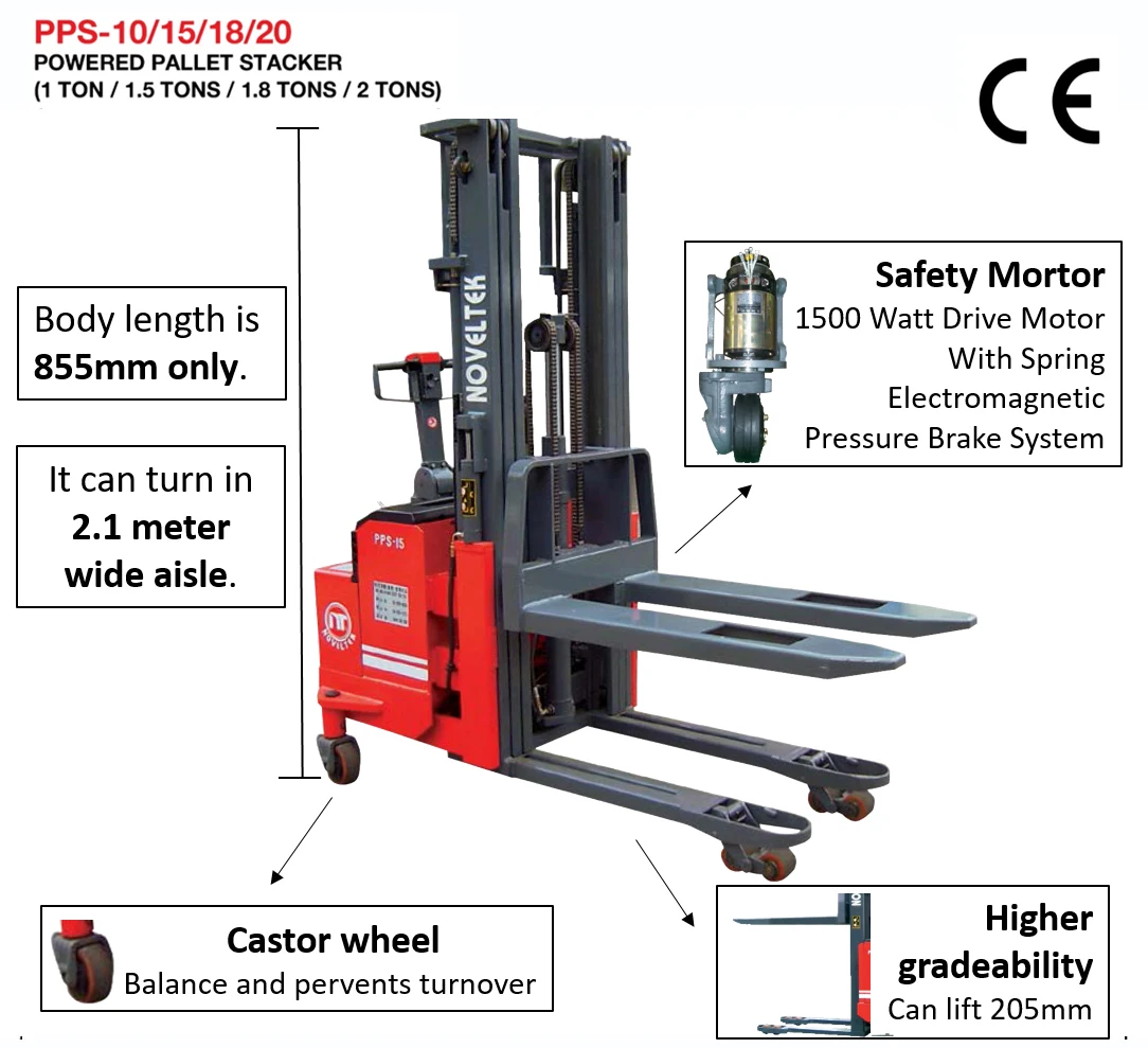 powered pallet stacker ( 1.0 tons / 5500 height )