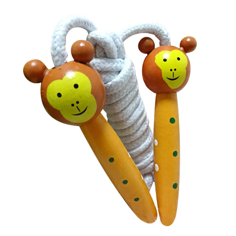 duyi cartoon child jump rope, colorful wooden handle, monkey