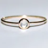 Solid 14k gold thin Rose cut white sapphire stacking ring set