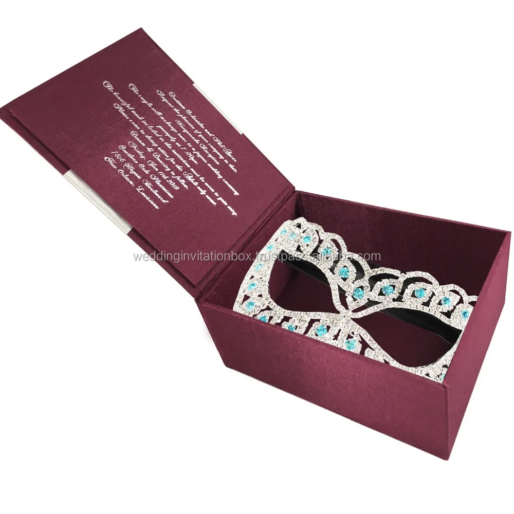 Foil Stamped Silk Box For Masquerade Quinceanera Party Ideas