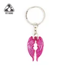 Zinc Alloy Custom Pink Angel Shaped Wings Keychain