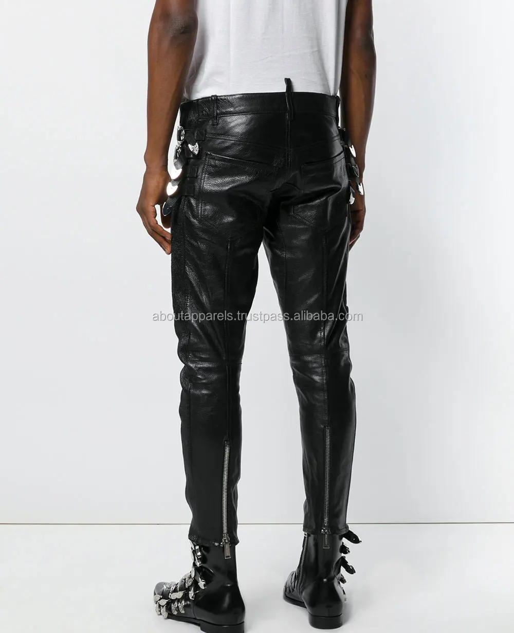 black leather biker pants