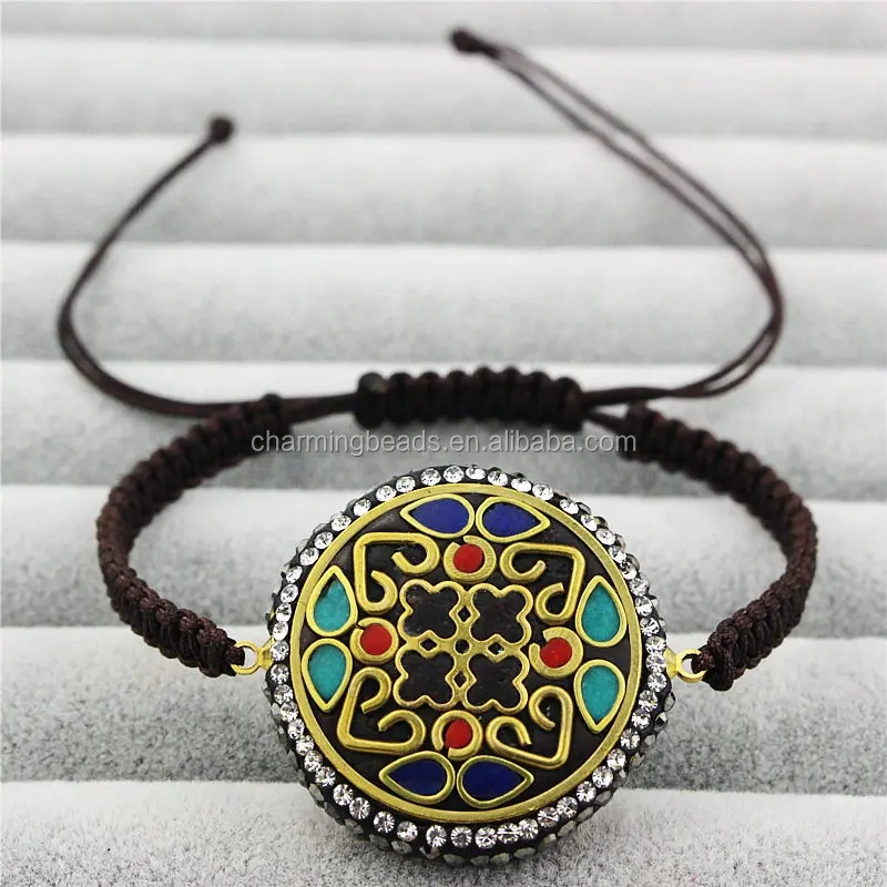 CH-JST0771 wholesale rhinstone pearl connector bracelet,handmade macrame stone charm bracelet ,braided bracelet fashion