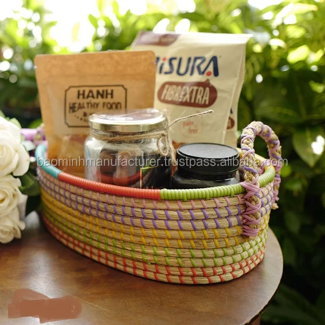 fruit sea grass storage basket with handle