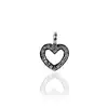 925 Sterling Silver Pave Diamond Hollow Heart Charms Pendant