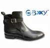 BIG SIZES MEN'S FORMAL COMFORTABLE DRESS BOOTS WITH OUTER BUCKLE AND INNER ZIP