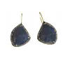 925 Sterling silver natural sapphire diamond gold plated dangle earring jewelry