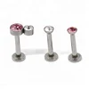 Labret with pink and clear gems body accessories stainless steel jewelry