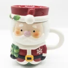 3d Mug Cartoon animal Ceramic Coffee Cup handle Porcelain coffee cup and mug water cup Christmas gift snow men with lid
