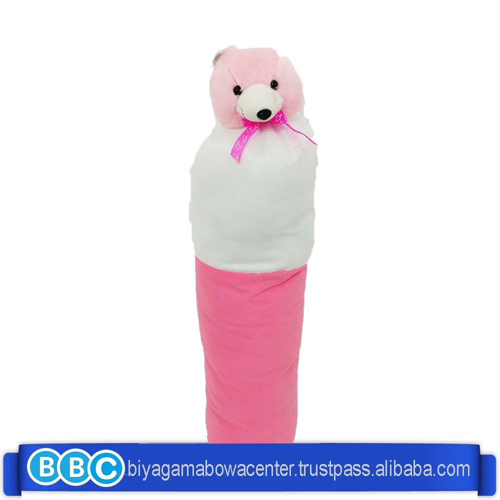 Super Soft Hot Sale 2017 Baby Roll Pillow Teddy Bear Pink White
