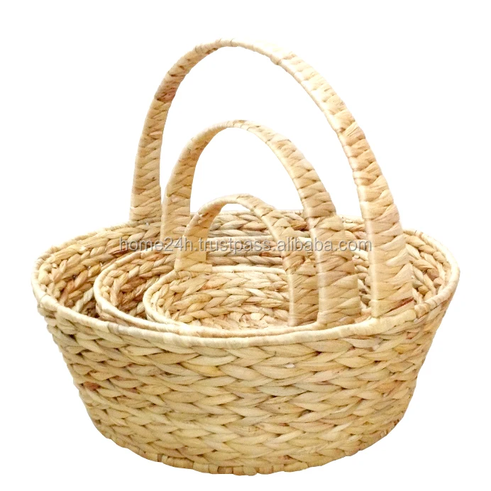 water hyacinth wicker gourmet basket, natural pantry baskets