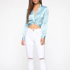 Silk Hot Selling Women Shirts Silk Blouses Long Sleeve Elegant White Crop Blouse Blouse