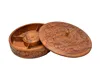 Wooden Dry Fruit Box, Wooden Spring Handmade Storage Container, Dry Fruits Bucket Snacks Display Box with 4 Compartments