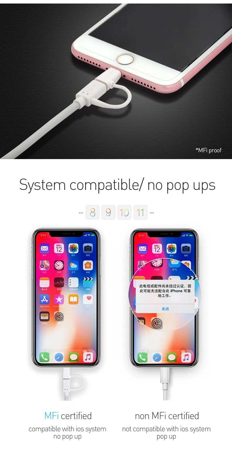 L-CUBIC Wholesale universial mobile data cable 2 in 1 charging data micro usb cable for iphone android phone - ANKUX.COM