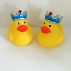 colorful and PVC material soft rubber duck bath toy with crown rubber toys for kids