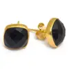 Black Onyx Cushion Faceted Stud Earring