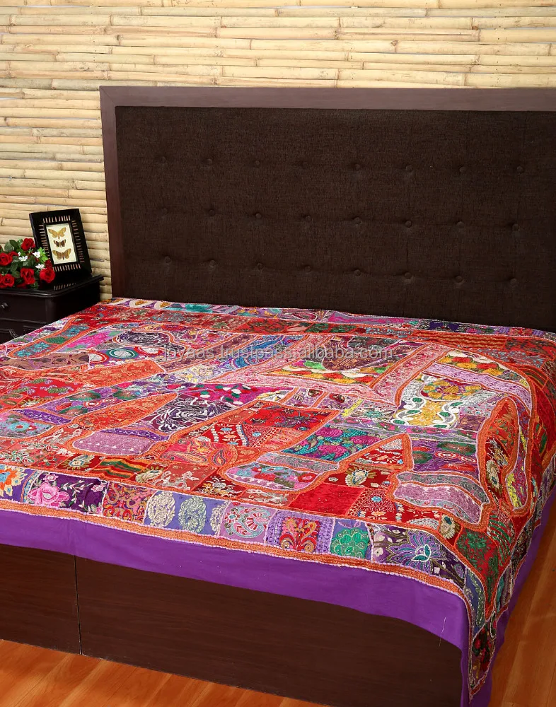 Handmade Elephant Gestickter Multicolor Baumwolle Patchwork Bettdecke