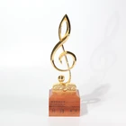 2019 Hot selling product Custom wooden base music metal trophies awards