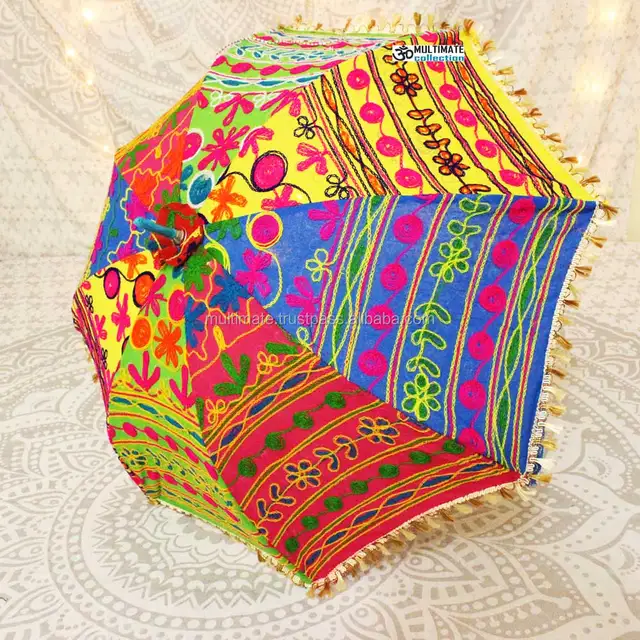 indian bulk decorative hand embroidered patchwork parasol lace