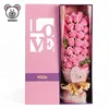ICTI Certification Wedding Plastic Flower Bouquet Boxes For Lover Handmade Custom LOGO Sweet Pretty Pink Girl Soap Rose Flower