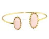 Marvalous Rose Quartz 24k Gold Plated Adjustable Gemstone Bangle/Bracelet For Women / Girls