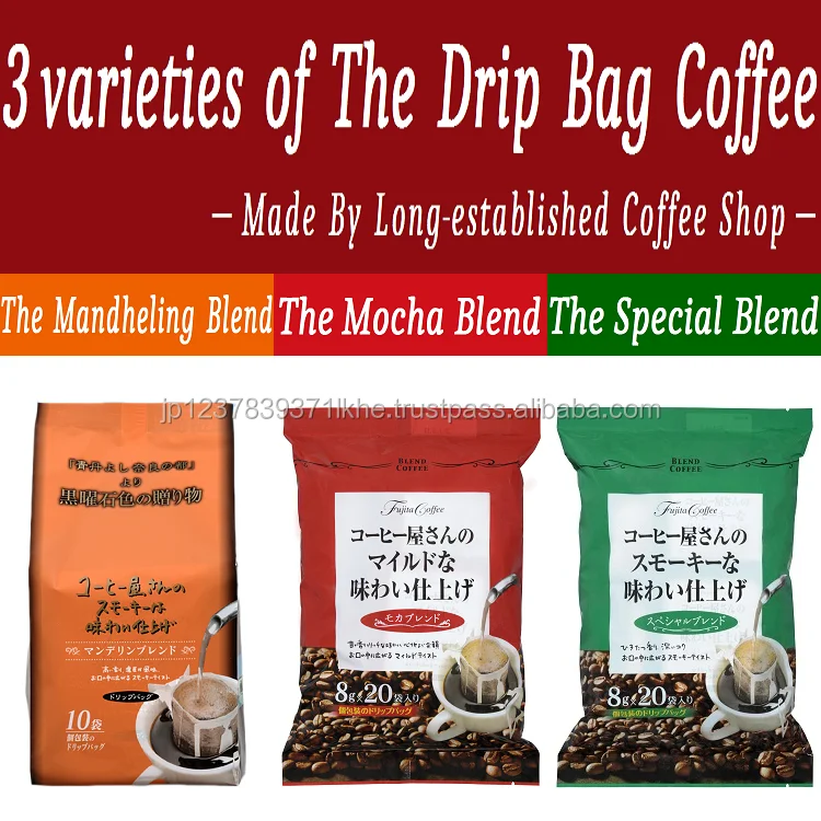 richly-flavored japanese coffee being packed into drip bags, as