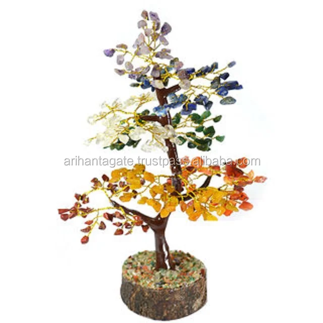 7 chakra gemstone chips tree : gemstone crystal tree