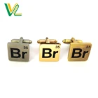 Factory Promotion Zinc alloy Material Soft enamel Gold plated square custom Capital OEM women Cufflink for engraving