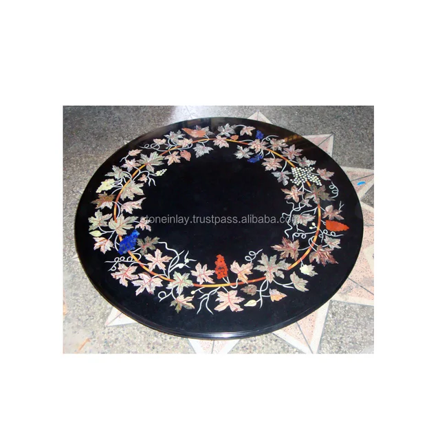 beautiful black marble inlaid table top