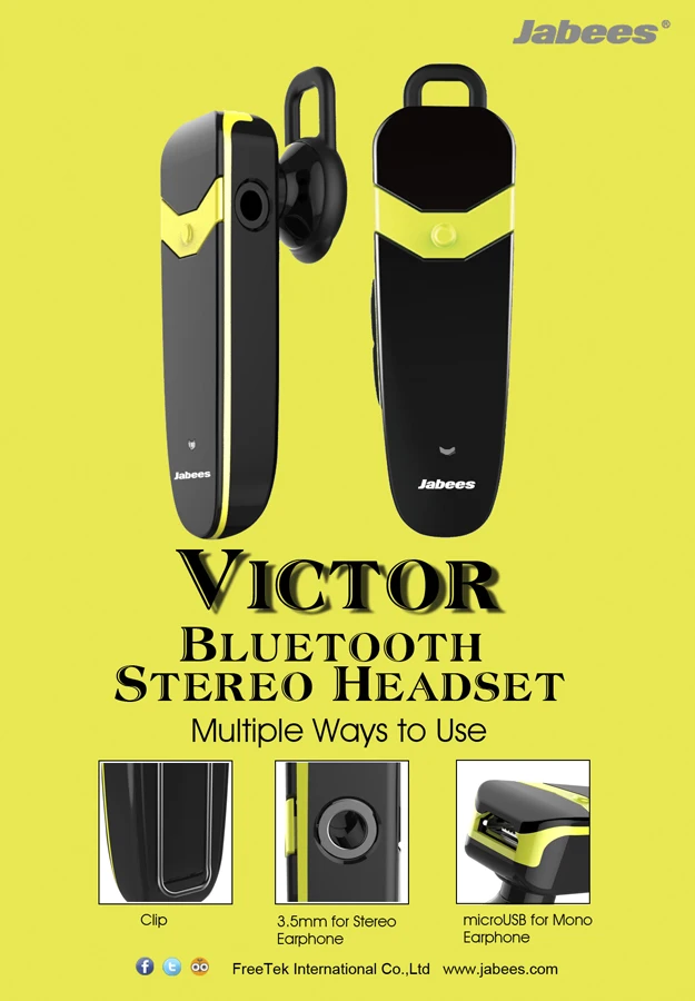 3-in-1 Mono Earphone & Headphone Bluetooth Receiver Clip-on Convertible Wireless Headset 3.5mm Wired Earbud - ANKUX.COM