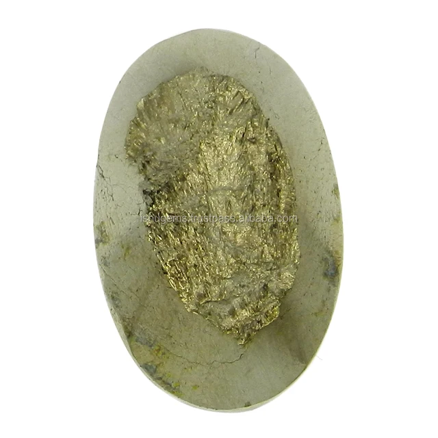 fools gold pyrite window druzy semi precious 28x17mm oval 37.