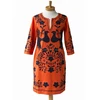 Most Selling Wholesale Clothing Embroidered Vintage Fall Flora Boho Style Peasant Mexican Bird Dress Female Tunic Resort Wear