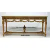 carved console table , finish brass leaf