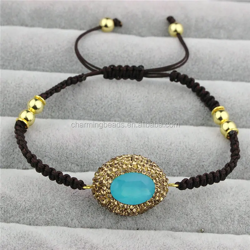 CH-JST0771 wholesale rhinstone pearl connector bracelet,handmade macrame stone charm bracelet ,braided bracelet fashion