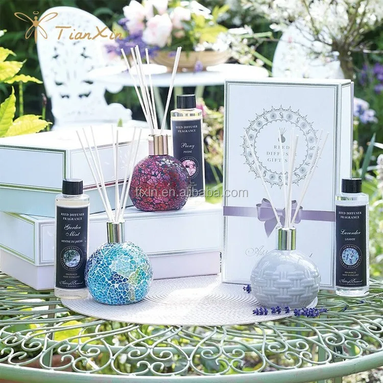 white gift box and mosaic glass aroma diffuser from tianxin