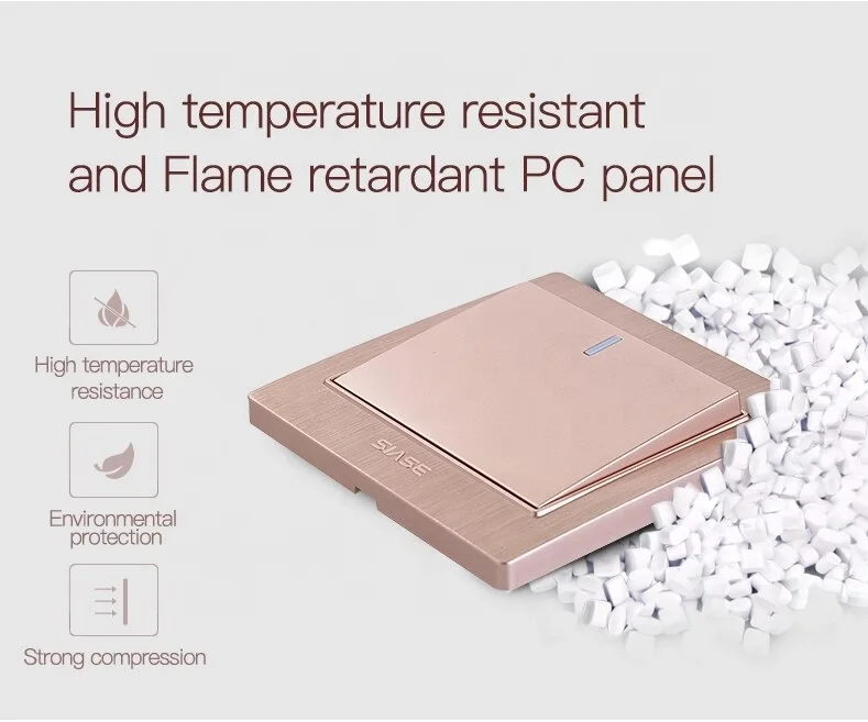 SIASE Hotel Brushed Gold 86 Type 250V 1Gang Electrical Door Bell Switch